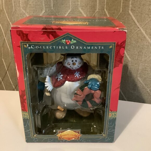 Vtg 1998 Collectible Matrix Snowman Christmas Ornament With Wreath & Top Hat 6” - Picture 6 of 7